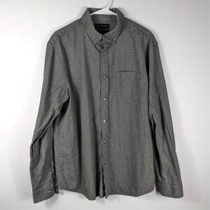 Banana Republic Large Untucked Fit Button Down Shirt Gray Pattern Cotton